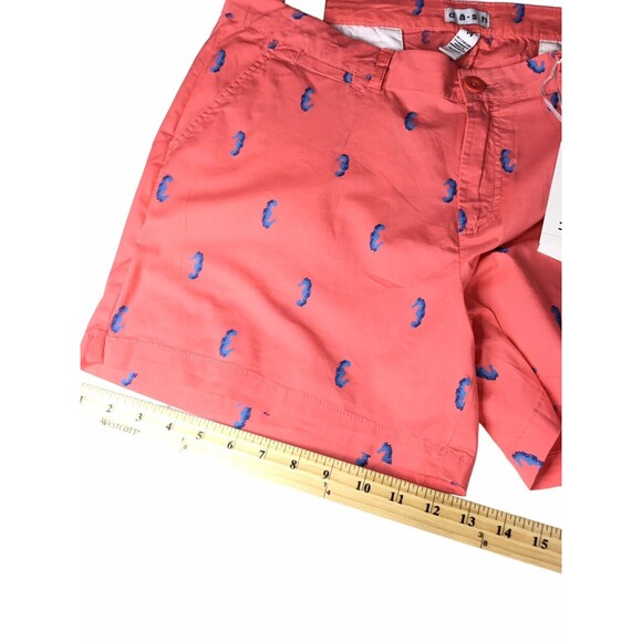 Chino Short Women's Size 14 Orange Chino Pockets Patterned Cotton Sea Horse - Picture 2 of 13